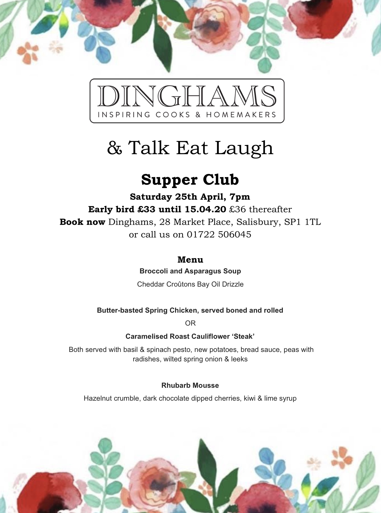Spring Supper Club, Dinghams